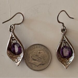 925 Amethyst Filagree Earrings